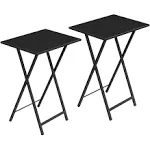 HOOBRO Folding TV Tray Tables, Set of 2 Side Tables for Small Space, Industrial Snack Tables for Eating at Couch, Stable Metal Frame, Easy Assembly, Space Saving, Black BK25BZ01