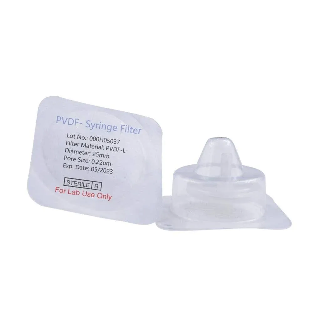 Labfil Sterile Syringe Filter PVDF Hydrophilic Filtration 0.22um Pore size, 25mm