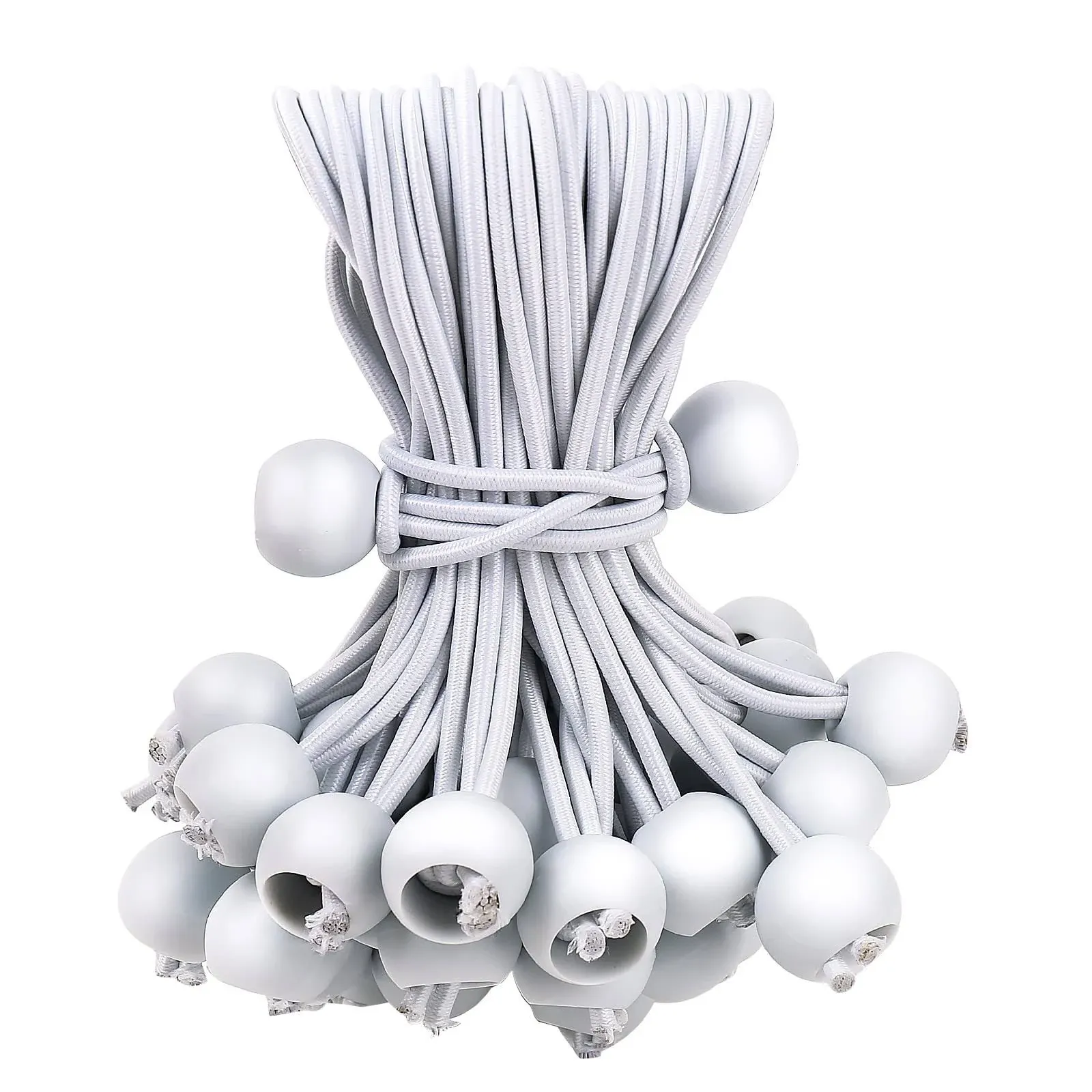 Skytened 50pcs Mini White Ball Bungee Cords, 4 inch Heavy Duty Outdoor Bungee ...