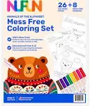 NuFun Activities Mess Free Coloring Set - Animals of The Alphabet, Kids Create No Mess Wonders with Special Coloring Paper, Gift for Toddlers and Kids, 26 Preprinted Pages and 8 Markers