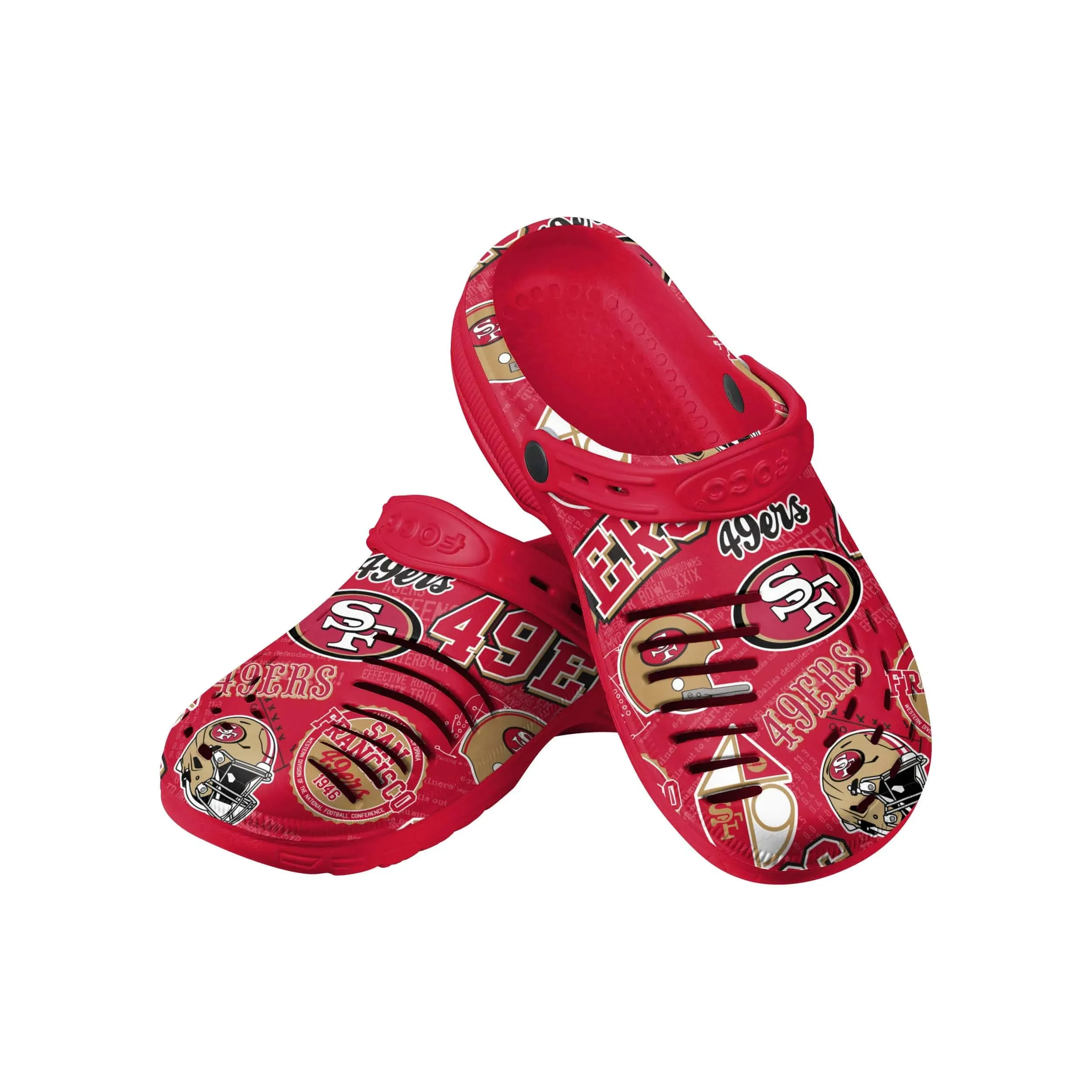 FOCO San Francisco 49ers NFL Mens Historic Print Clog with Strap