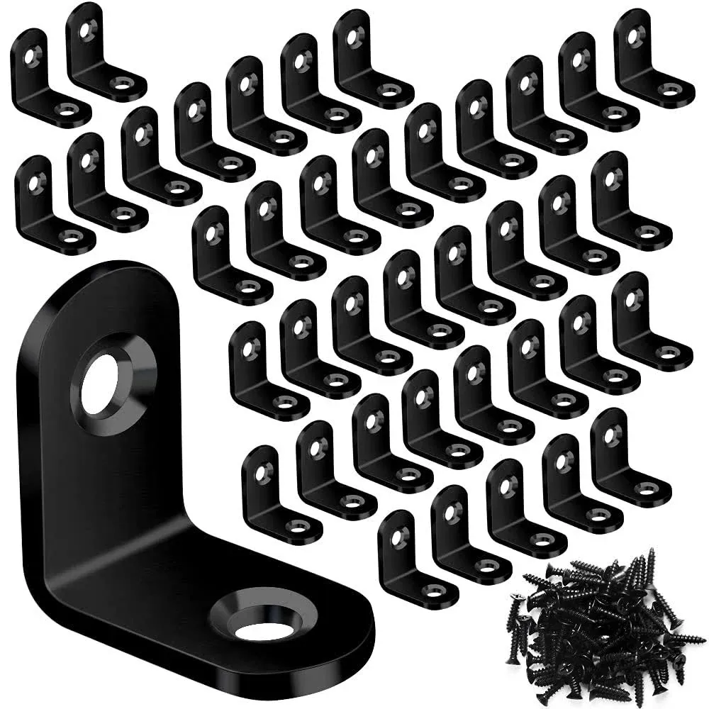 SEANSDA 40pcs L Bracket Corner Brace Sets Black Corner Bracket 90 Degree Right ...