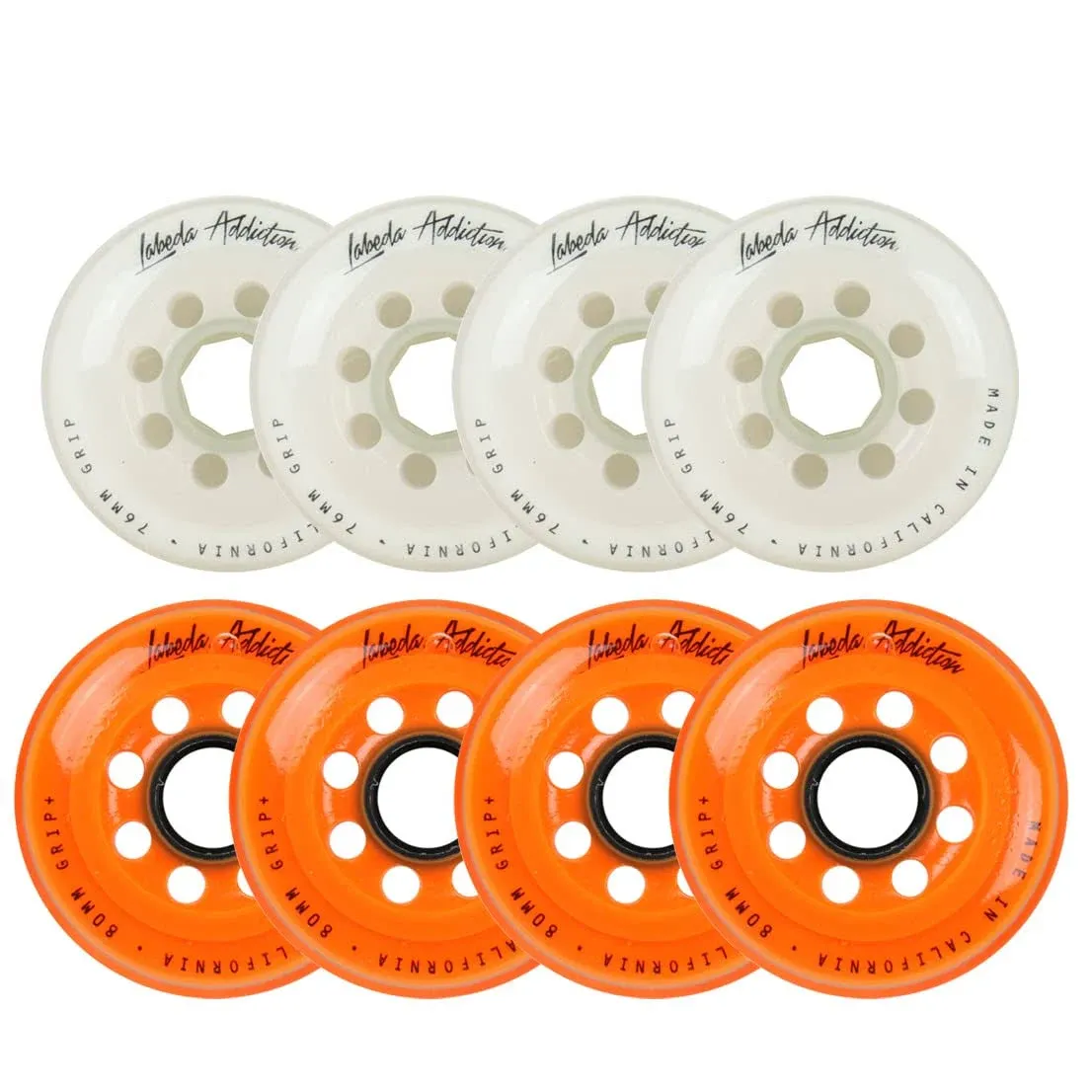 Labeda Roller Hockey Wheels Addiction White/Orange 76mm 76A 80mm 78A Hilo 76mm 76A / 80mm 78A Hilo 8-Pack