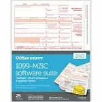 Office Depot Brand 1099-MISC Laser Tax Forms with software, 4-Part, 2-Up, 8-1/2 inch x 11 inch, Pack of 25 Form Sets