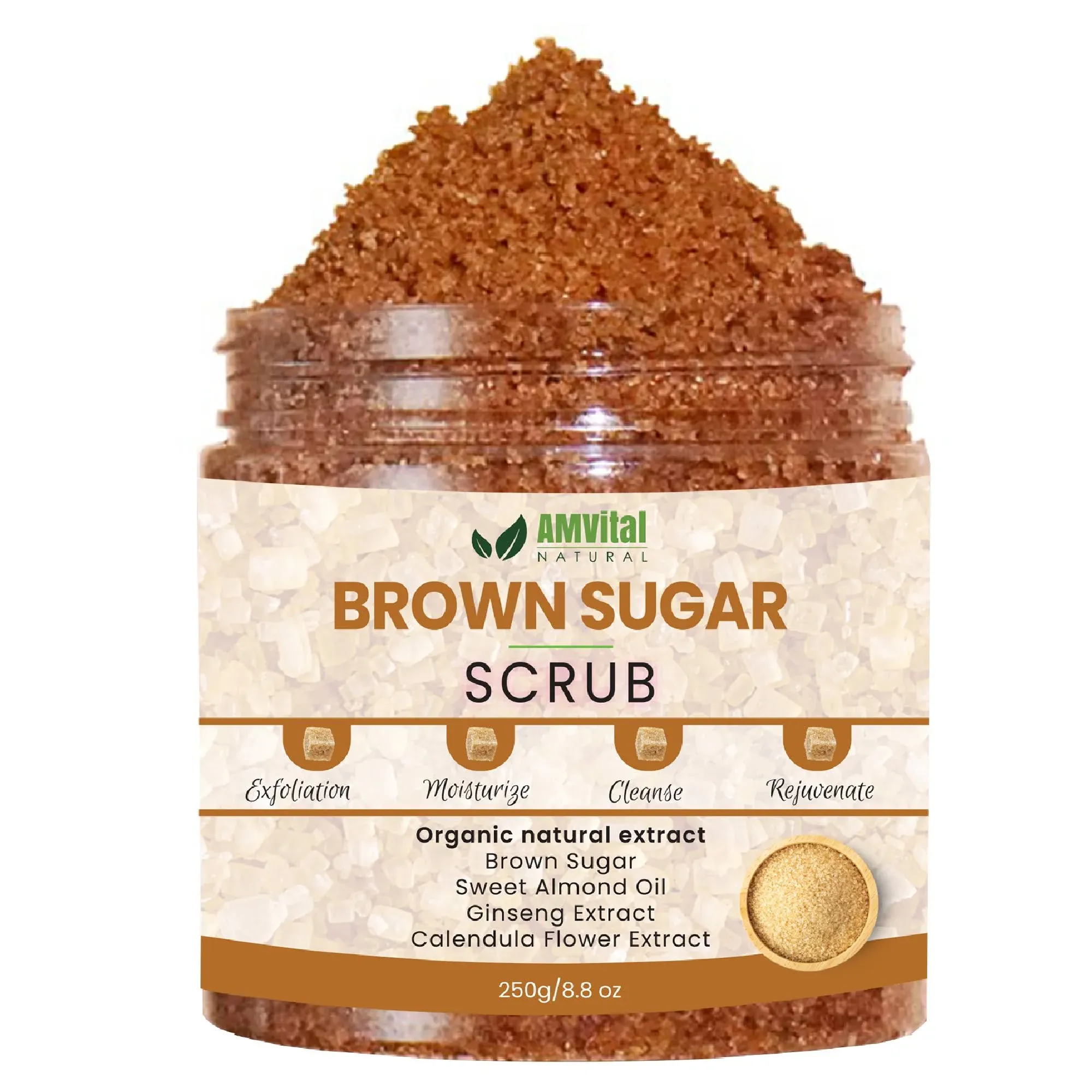 AMVital Brown Sugar Body Scrub, Helps to Moisturize and Soften Skin, Exfoliators