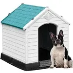 YITAHOME 28.5 Plastic Dog House Outdoor Indoor Doghouse Puppy Shelter Water Resistant Easy Assembly Sturdy Dog Kennel with Air Vents and Elevated fl