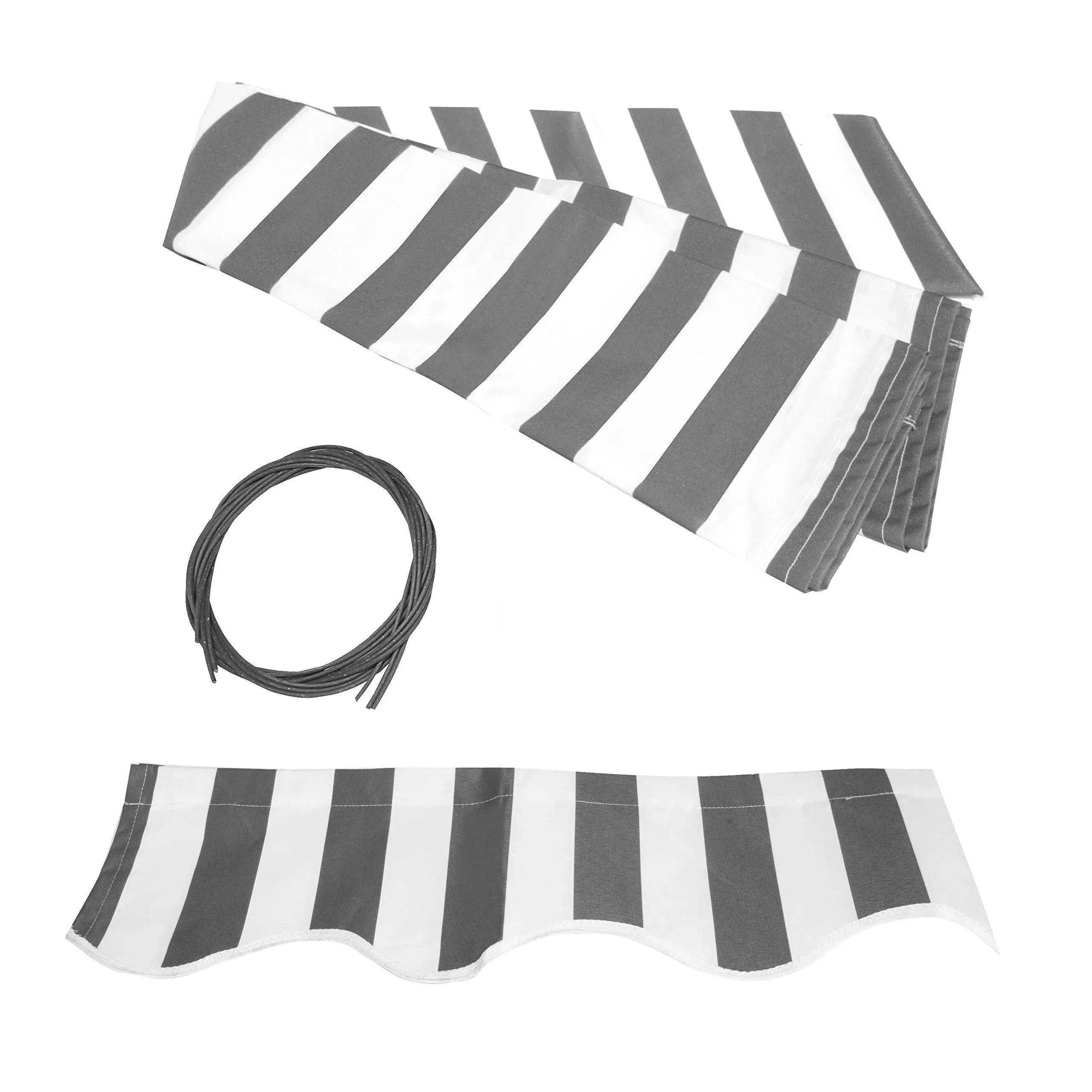 6.5 x 5 Feet Gray and White Striped Retractable Awning Fabric Replacement by Aleko