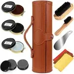 Make It funwan Shoe Shine Kit with PU Leather Sleek Elegant Case, 12-Piece Travel Shoe Shine Brush Kit