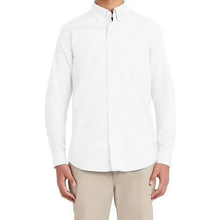 Izod NWT! Stretch Extensible White Long Sleeve Button Down Shirt Size S