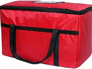 CaterGator Dash Customizable Red Nylon Heavy-Duty Insulated Soft-Sided Food Delivery Bag / Pan Carrier - Holds (6) 2 1/2&quot; Deep Full Size Food Pans