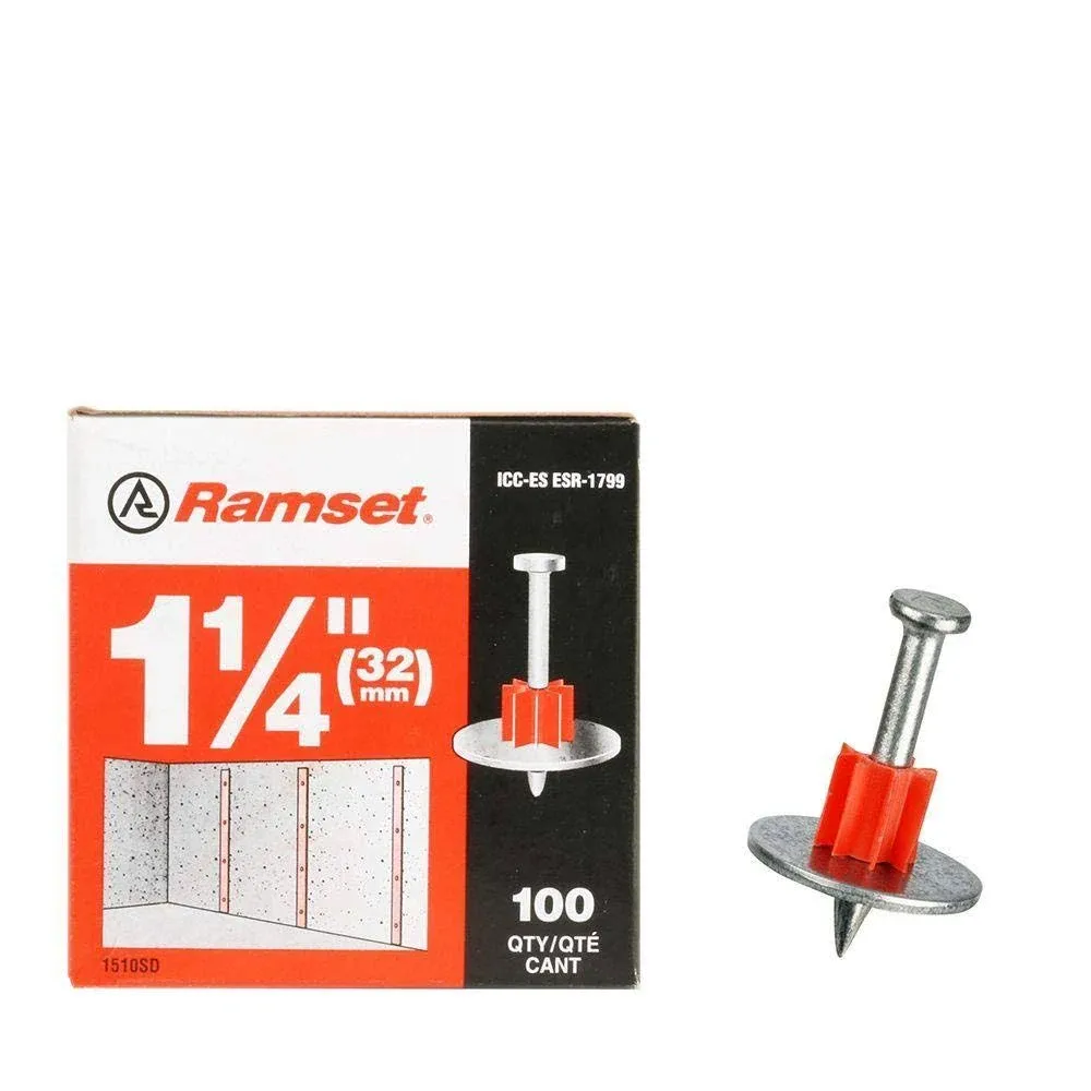 Ramset Powder Fastening Systems 1510SD 1-1/4-Inch Washered Pins 100 Pack