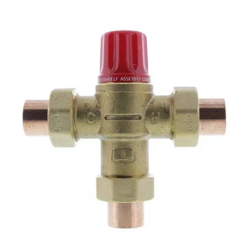 Cash Acme 3/4 Inch HG110-HX Thermostatic Mixing Valve with Sweat Connections and Integral Checks, Brass Plumbing Fitting, 24514