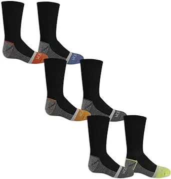 Fruit of the Loom Boy's Little 6 Pair Pack Cushion Socks, Black assort Half Black, 9-2.5