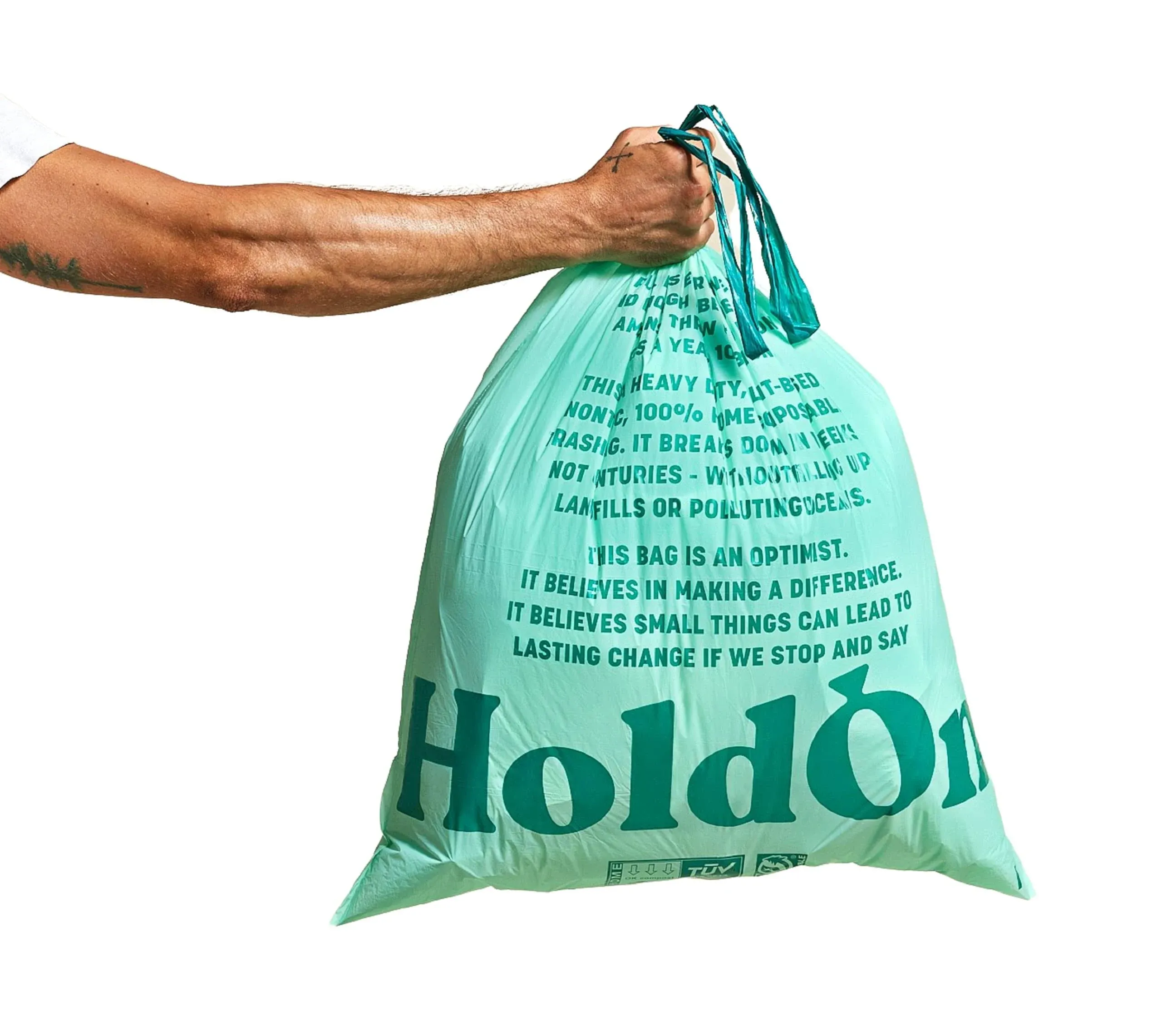 HoldOn Large Trash Bags 13 Gallon – Plant-Based Garbage Bags with Drawstring ...