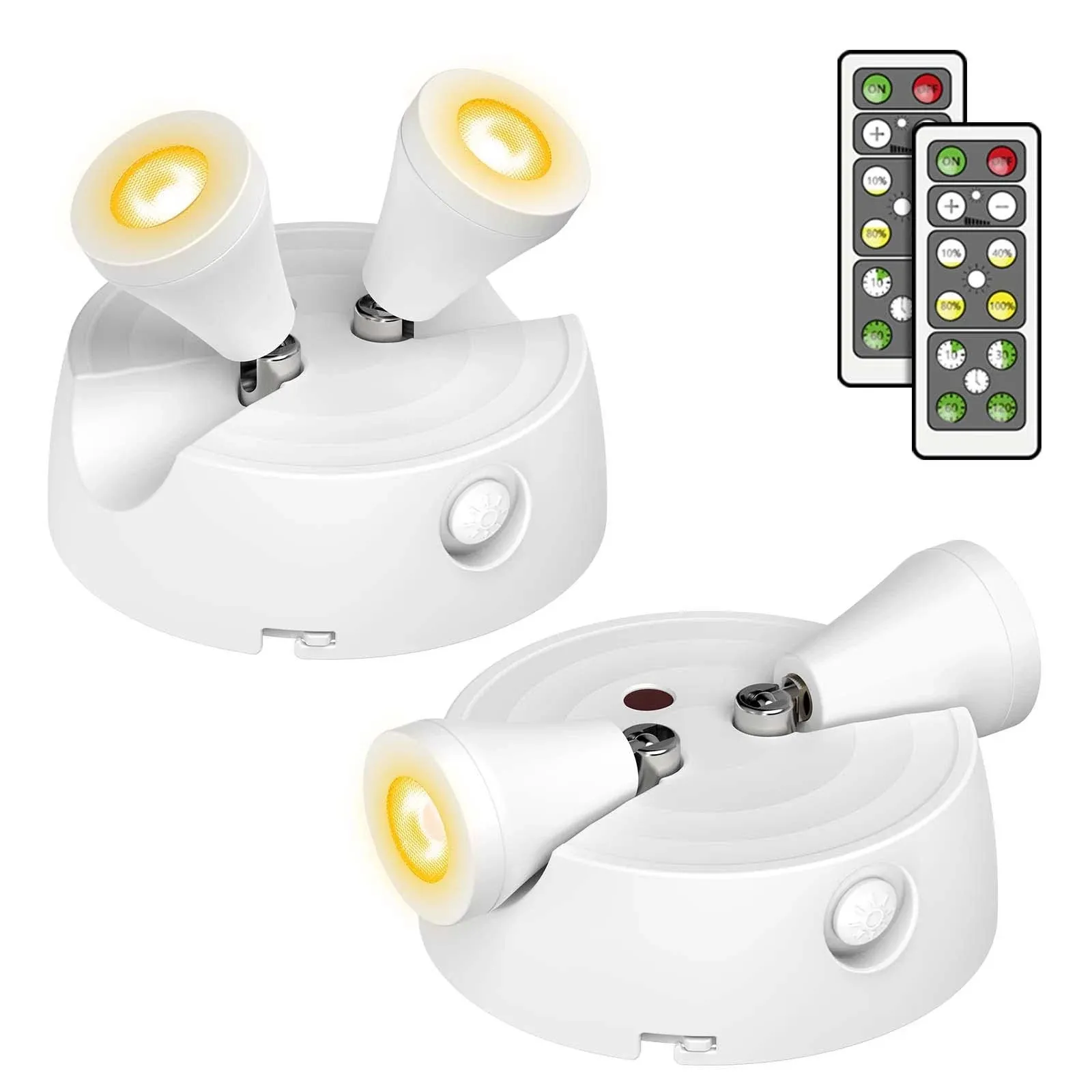 Olafus LED Wireless Spotlight 2 Pack, 400LM Accent Lights  Assorted Colors 