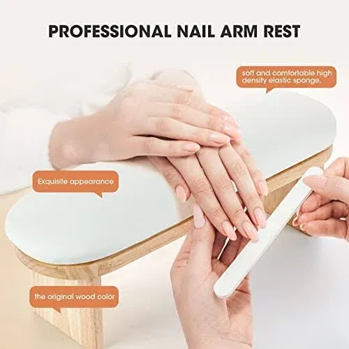 Adjustable Height Nail Arm Rest - Solid Wood, Ergonomic &amp; Comfortable Design