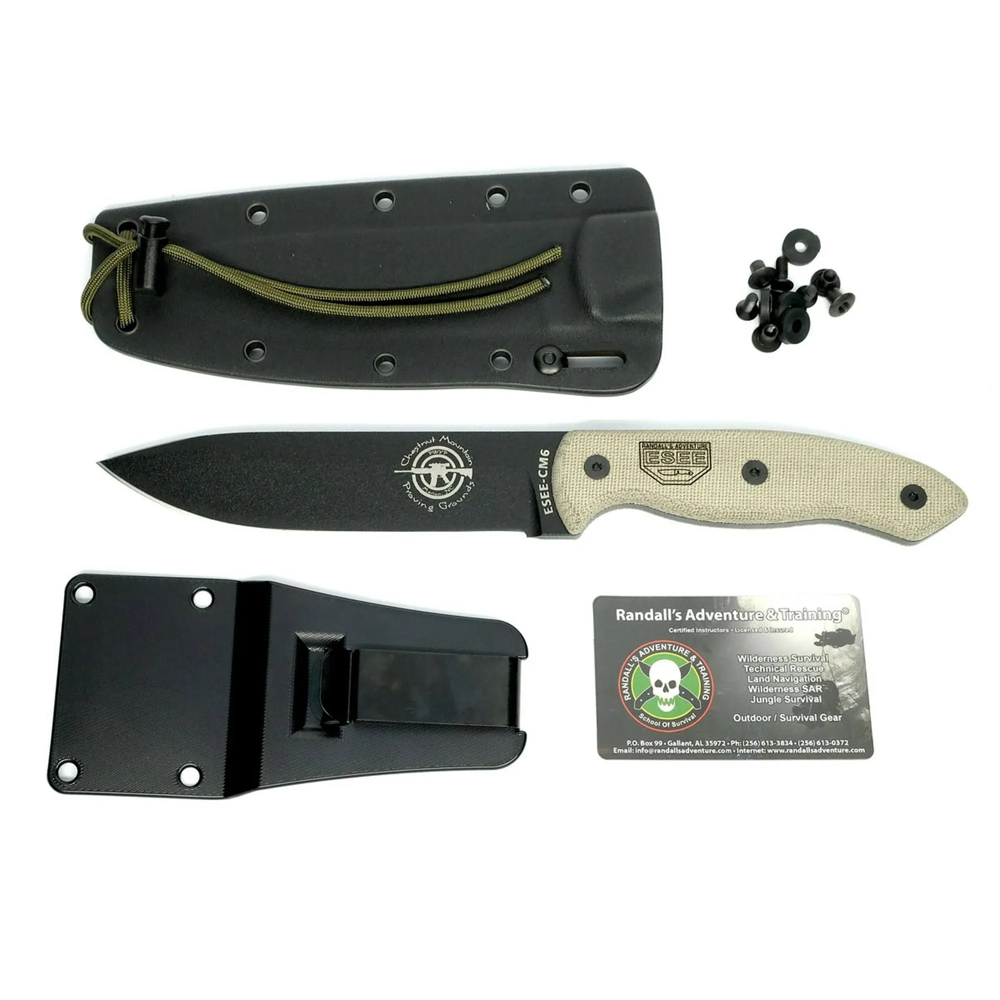 ESEE -CM6 Plain Edge Black Kydex Sheath Micarta Handles