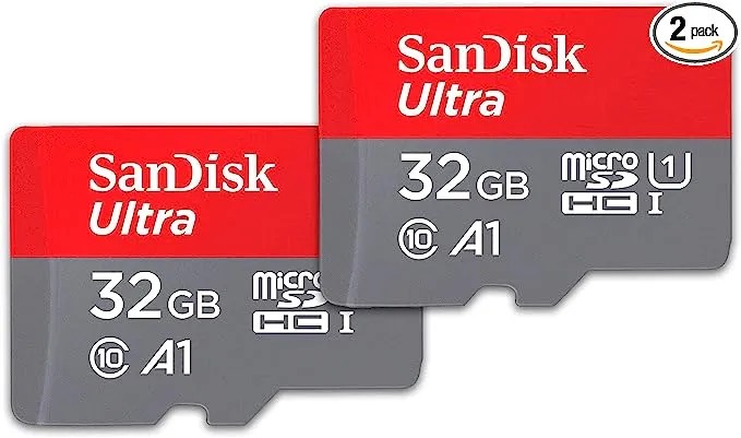 SanDisk 32GB (Pack of 2) Ultra microSDHC UHS-I Memory Card (2x32GB) with Adapter - SDSQUA4-032G-GN6MT