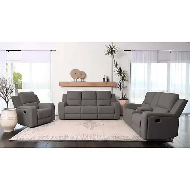 Abbyson Maggie 3-Pc. Fabric Manual Reclining Sofa Set, Brown