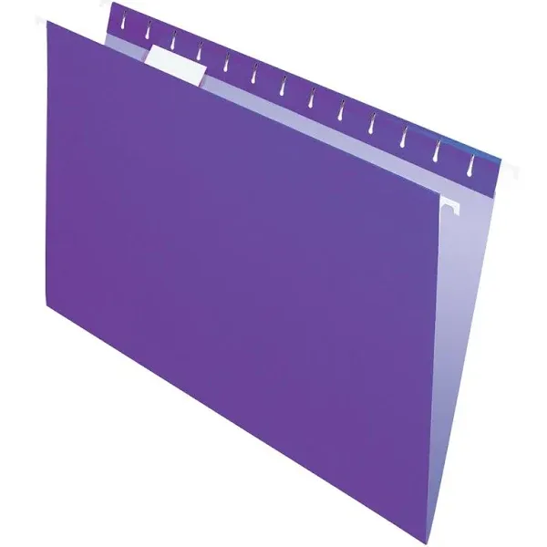 2-Tone Hanging File Folders, 1/5 Cut, 8 1/2" x 14", Legal Size, Purple, Box Of 25 Folders