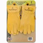 Plainsman All-Purpose Premium Cabretta Leather Gloves, Yellow, 2 Pairs SMALL