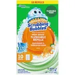 Scrubbing Bubbles Fresh Brush Flushables Refill, Toilet and Toilet Bowl Cleaner, Eliminates Odors and Limescale, Citrus Action Scent, 10ct