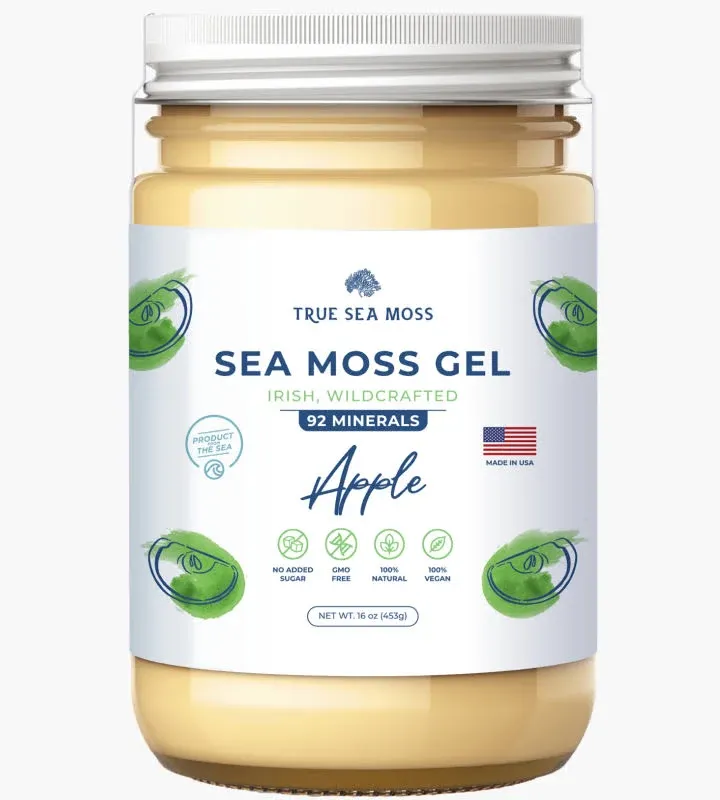 TrueSeaMoss Wildcrafted Irish Sea Moss Gel - Made with Dried Seaweed & Fresh Sea Vegetables, Seamoss - Made in USA (Blue Spirulina, Pack of 1)