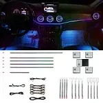 HMYC Car Interior Ambient Lights,18 in 1 128 Colorful LED Acrylic Fiber Optic Strip,Universal Multiple Modes Decoration Atmosphere