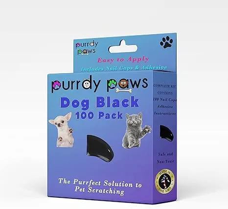 Purrdy Paws 100 Pack Soft Nail Caps for Dog Claws Black Jumbo