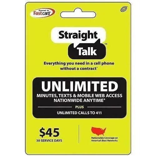 Straight Talk $45 30 Day Service Card (Mail Delivery)