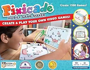 Pixicade: Transform Creative Drawings to Animated Playable Kids Games On Your Mobile Device - Build Your Own Video Game - Gifts for 10 Year Old Girl, Boys - Award Winning STEM Toys for Ages 6 - 12+