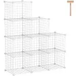 C&AHOME Wire Cube Storage, 9-Cube Organizer Metal, Wire C Grids Storage, Storage Bins Shelf, Modular Bookshelf, Closet Cabinet Ideal for Home, Living Room, Office 36.6”L x 12.4”W x 48.4”H White