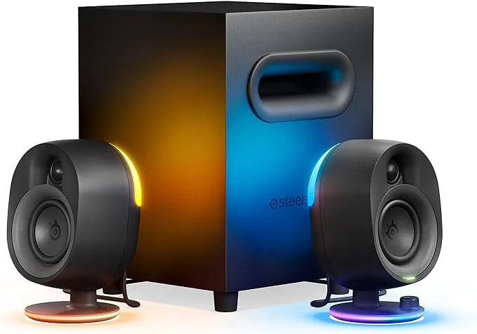 SteelSeries - Arena 7 2.1 Bluetooth Gaming Speakers with RGB Lighting (3 Piec...