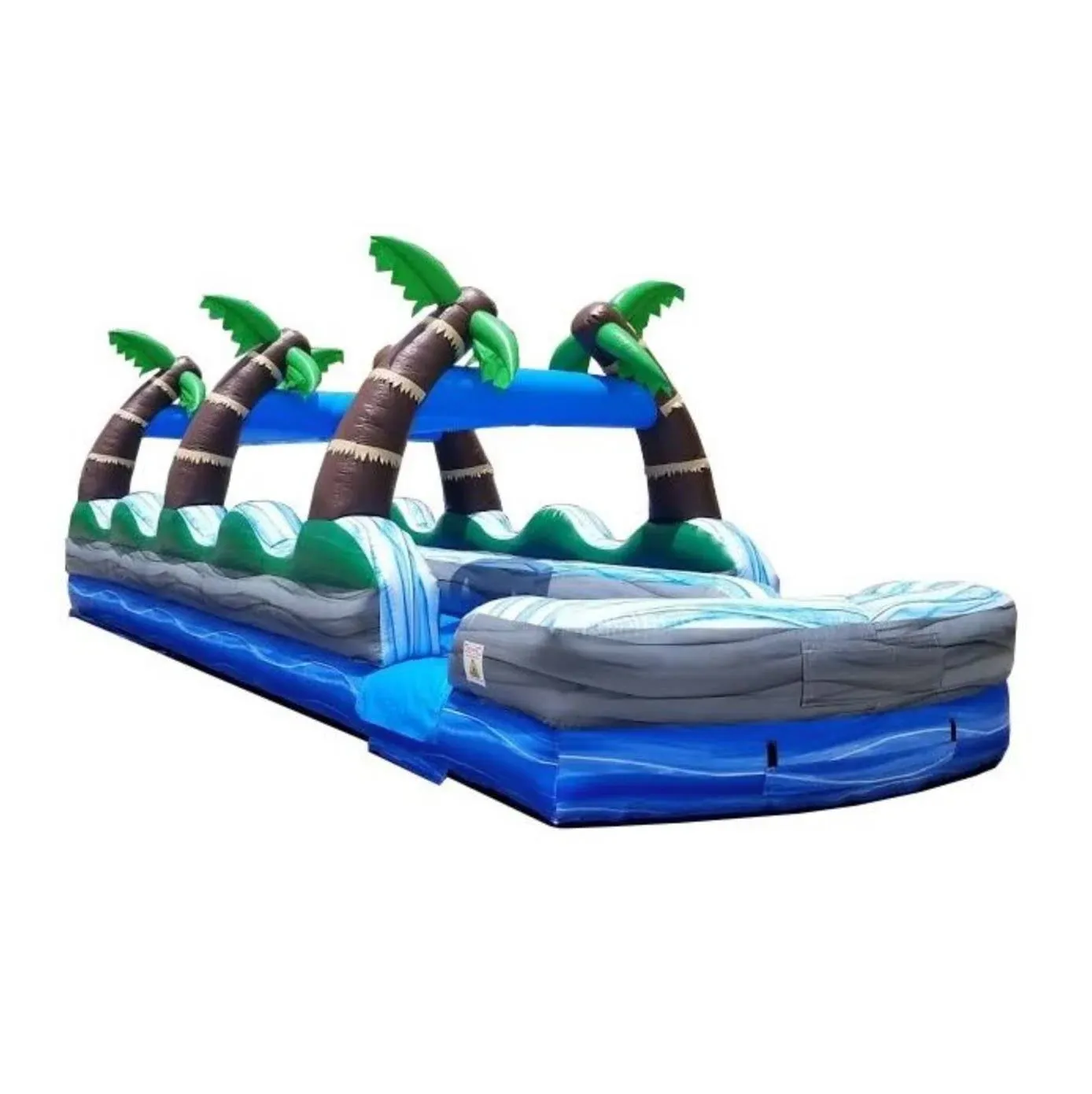 35' Tropical Marble Dual Lane Inflatable Slip and Splash Slide with Blower