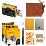 KODAK Mini Shot 3 Retro 4PASS 2-in-1 Instant Digital Camera and Photo Printer (3x3 inches) + 68 Sheets Gift Bundle, Yellow (NOT Zink)