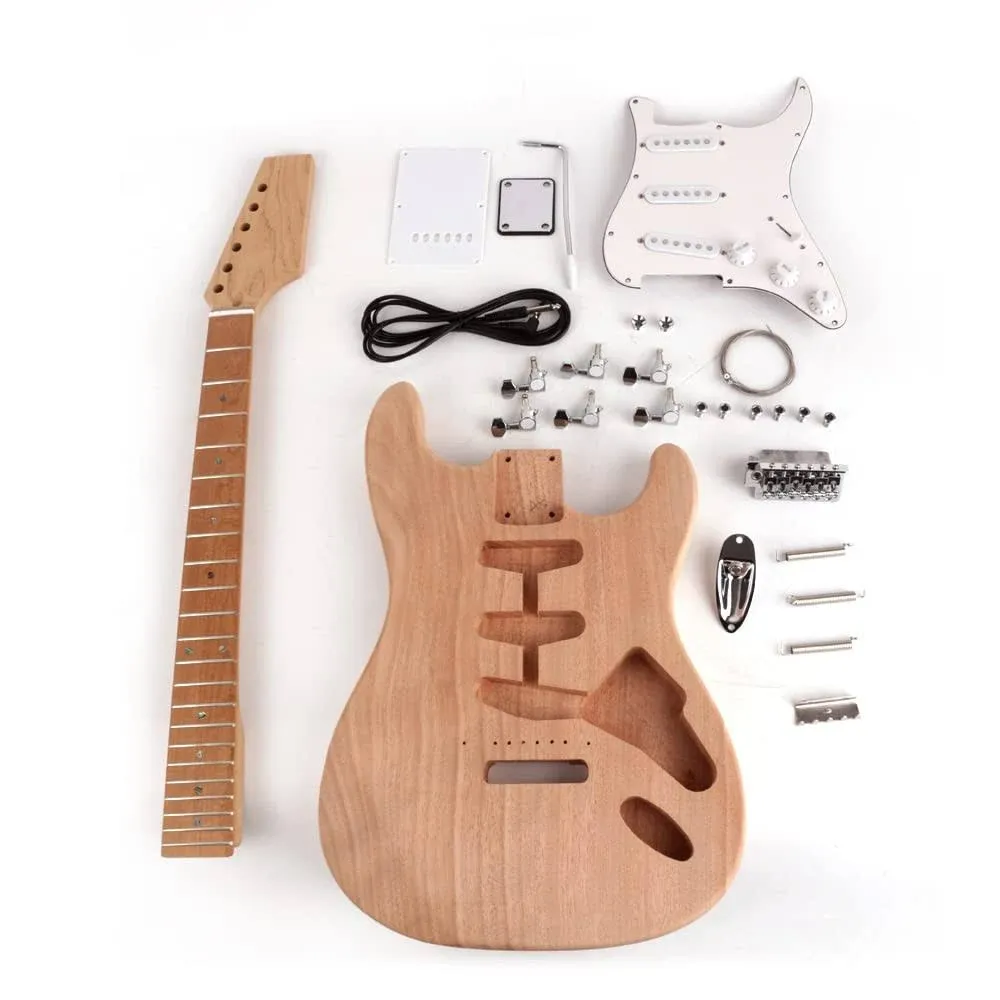 Roasted Neck Canadian Maple DIY Electric Guitar Kit Unfinished Mahogany Body Rosewood Fingerboard Fretboard All Parts Included