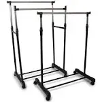 Jecpuo Clothes Rack with Shelves Heavy Duty Metal Garment Rack for bedroom clothing rack (Black)