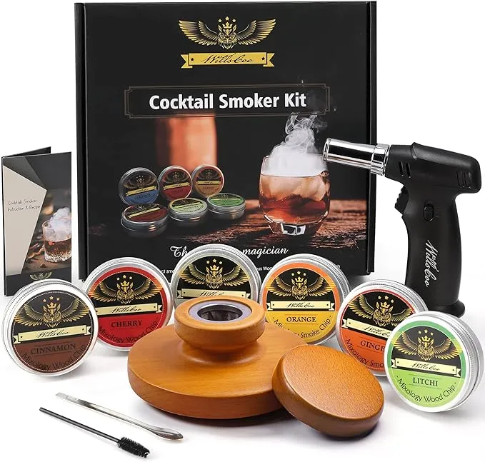 Cocktail Smoker Kit with Torch for Whiskey &amp; Bourbon, Old Fashioned Smoker Se...