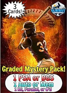 Collectors Summit MLB Baseball Graded Mystery Pack | Contains 3 Cards | 1 Graded PSA or BGS Card | 1 Auto or Mem | 1 RC, para