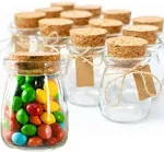 Square Glass Jars with Lids - Set of 12 Mini Glass Jars with Corks for Weddin...