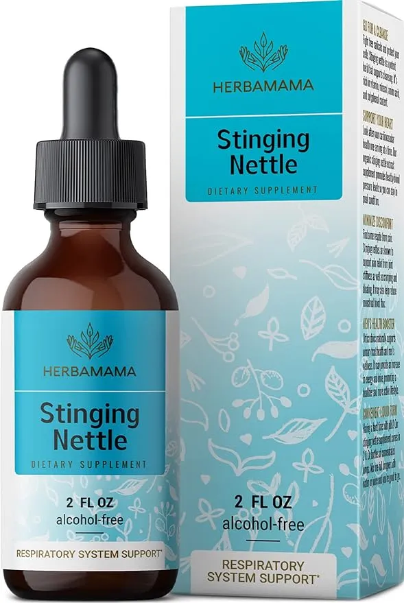 HERBAMAMA Stinging Nettle Tincture - Stinging Nettle Root Extract for Urinary Tract Health - Vegan Urtica Dioica Urinary Tract Support Supplement - Sugar & Alcohol-Free, 28-Day Supply