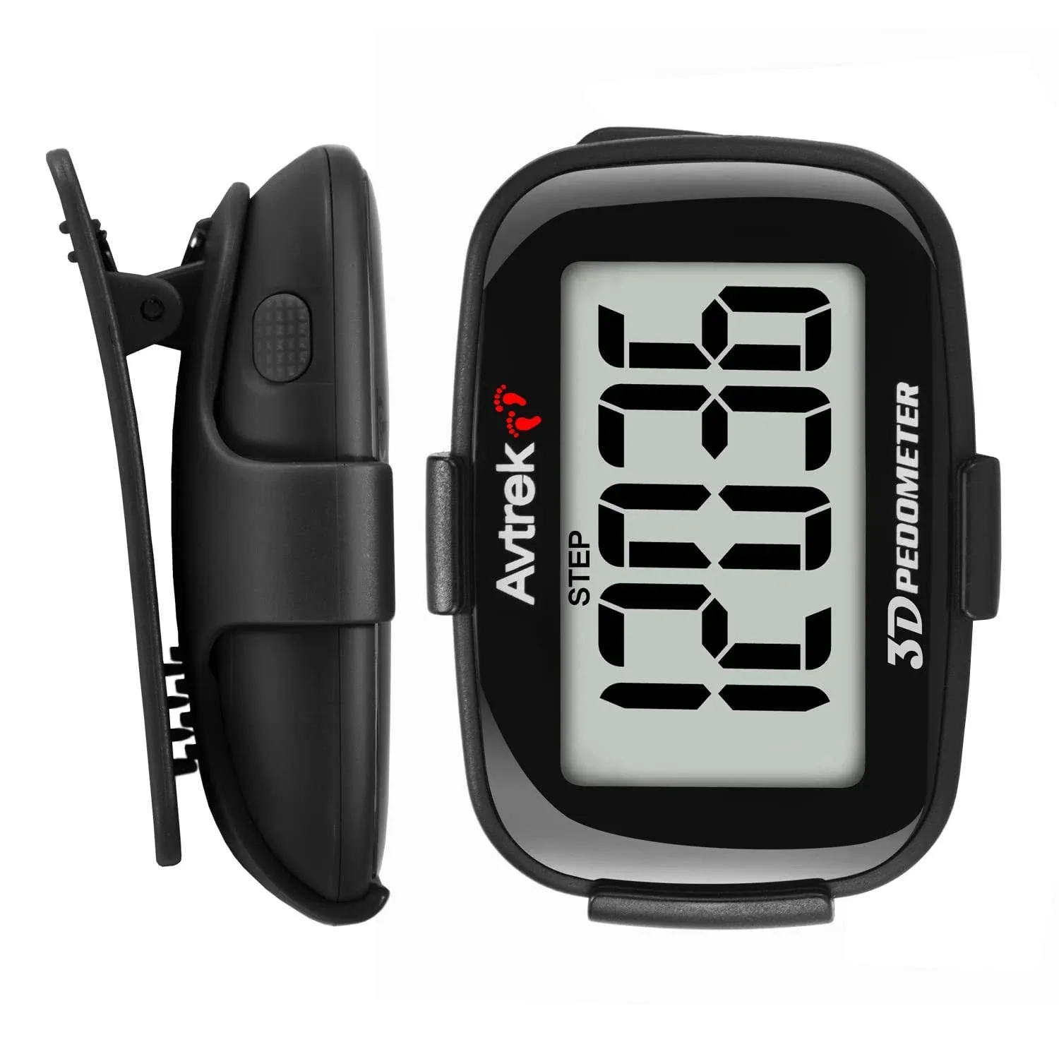 AVTREK 3D Step Counter Clip on with LED Backlight Pocket Pedometer for Walking ...