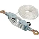 4000lb 2 Ton 65 Feet Of 3/8&#034; Poly Rope Hoist Pulley Block 71 Lifting Pow