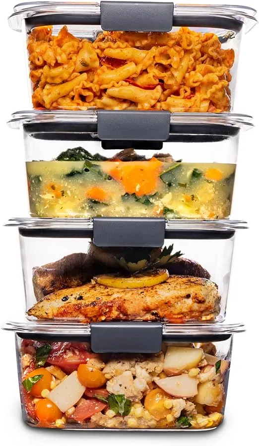Rubbermaid Brilliance BPA Free Airtight Food Storage Containers with Lids, Set of 4 (4.7 Cup) Ideal for Lunch, Meal Prep, and Leftovers