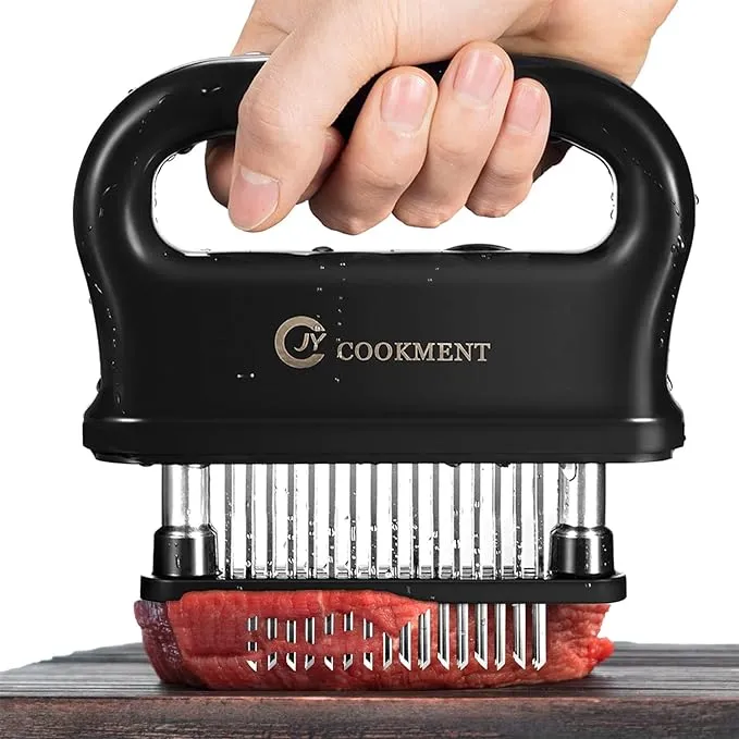 JY COOKMENT Meat Tenderizer with 48 Stainless Steel Ultra Sharp Needle Blades, Kitchen Cooking Tool Best for Tenderizing, BBQ, Marinade