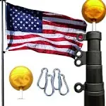 Service First Black Heavy Duty 25ft Telescoping Freedom Edition Flagpole Kit