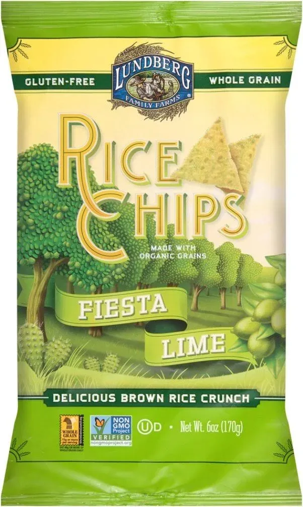 Lundberg Family Farms Rice Chips, Fiesta Lime 6 oz, Pack of 12