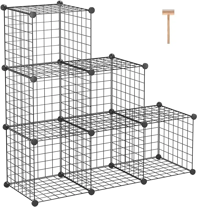 C&AHOME Wire Cube Storage, 8-Cube Organizer Metal C Grids Storage, Storage Bins Shelving, Modular Book Shelf, DIY Closet Cabinet Ideal for Living Room, Home, Office 24.8" L x 12.4" W x 48.4" H Black