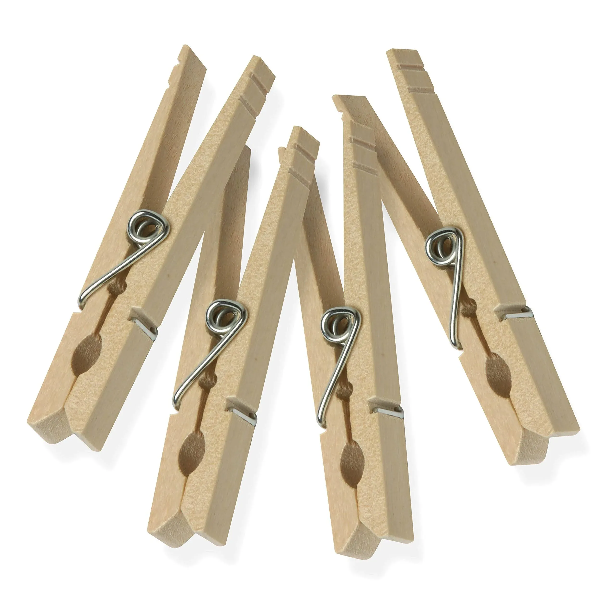 *High Quality* Wood Clothespins with Spring - 100-Pack - 3.3-inches Length-Brown