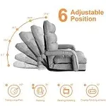 Waytrim Indoor Chaise Lounge Sofa, Folding Lazy Sofa Floor Chair 6-Position Folding Padded, Lounger Bed with Armrests and A Pillow Chais